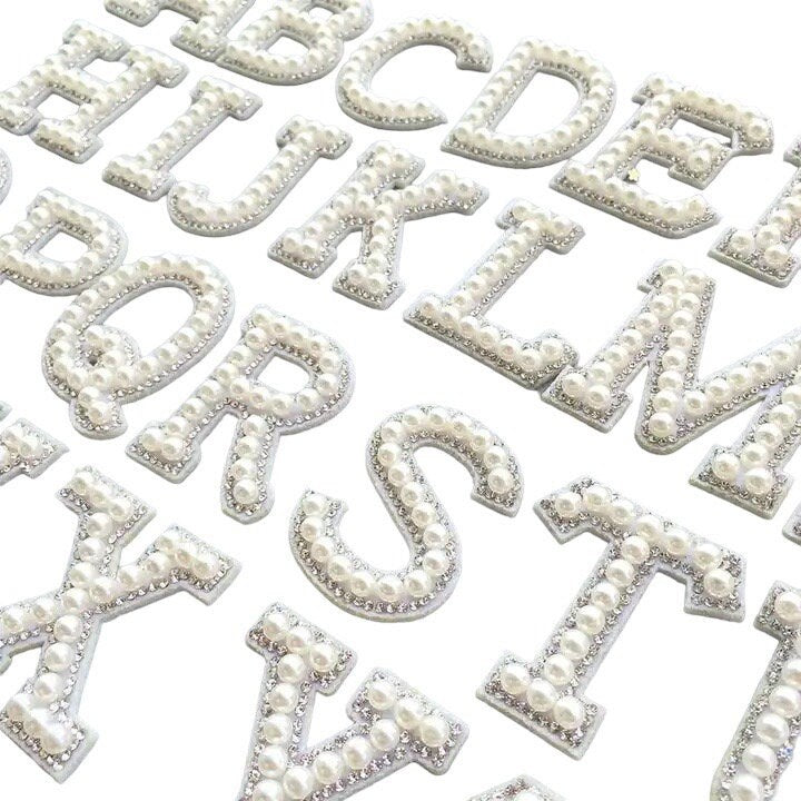 Rhinestone Pearl Embellished Iron On Letters